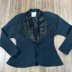 Elegant Black Blazer with Embellished Lapel